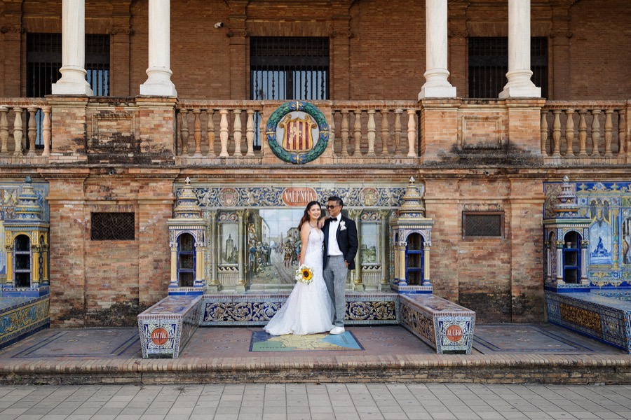 The couple at the Plaza de España in Seville