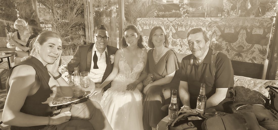 The wedding crew relaxing at the end of the day